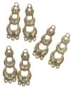 3 Pair of 48x19mm Antique Gold Crescent Drop Earrings